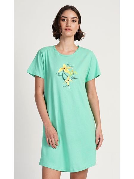 Dámská noční košile s krátkým rukávem Paula - zelená