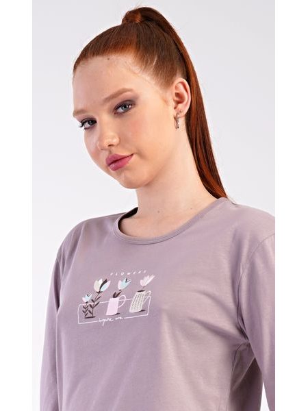 Dámské pyžamo dlouhé Karla - bílá káva