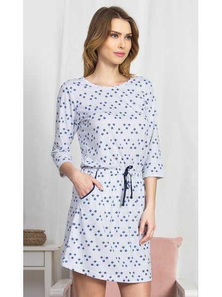 Dámské domácí šaty s tříčtvrtečním rukávem Linda - světle šedá