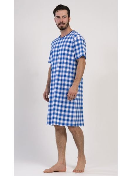Pánská noční košile s krátkým rukávem Karel - modrá