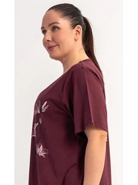 Dámské domácí šaty s krátkým rukávem Karin - vínová