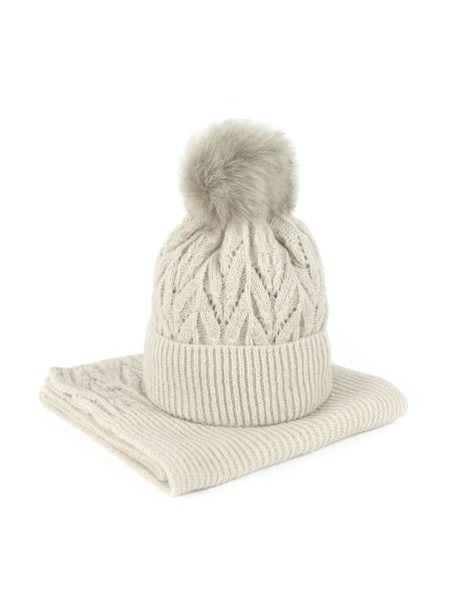 Sada pletené čepice a šály Lomnice růžová