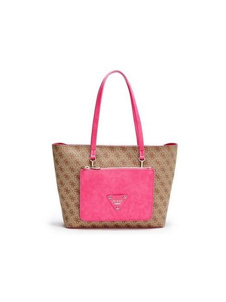 Elegantní business kabelka GUESS Audrey 2-In-1 Quattro G Tote růžová multi