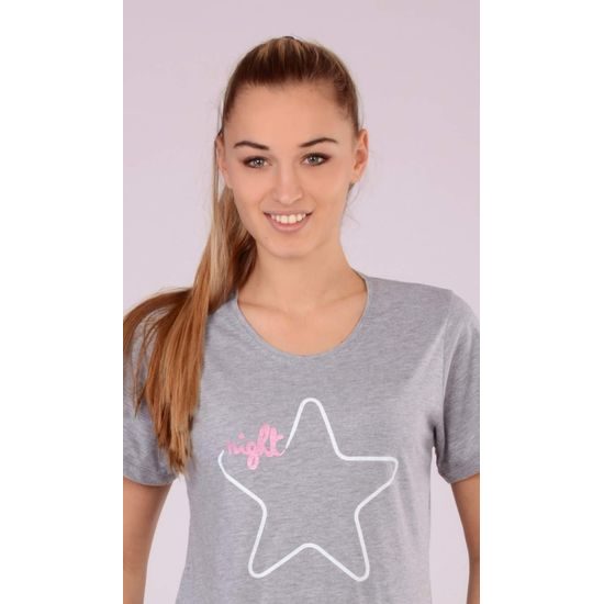 Dámská noční košile s krátkým rukávem VIENETTA Hvězdička - šedá