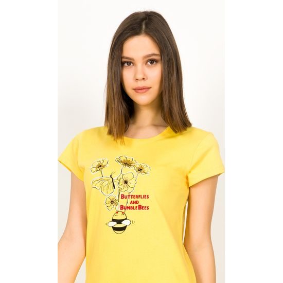 Dámská noční košile s krátkým rukávem Vilma - žlutá