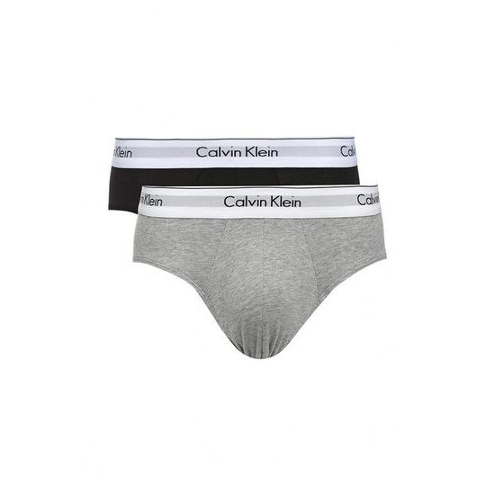 Pánské slipy CALVIN KLEIN Modern Cotton Stretch 2 pack NB1084A šedá/černá