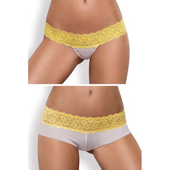 Dámské kalhotky a tanga OBSESSIVE Lacea 2pack bílá/žlutá