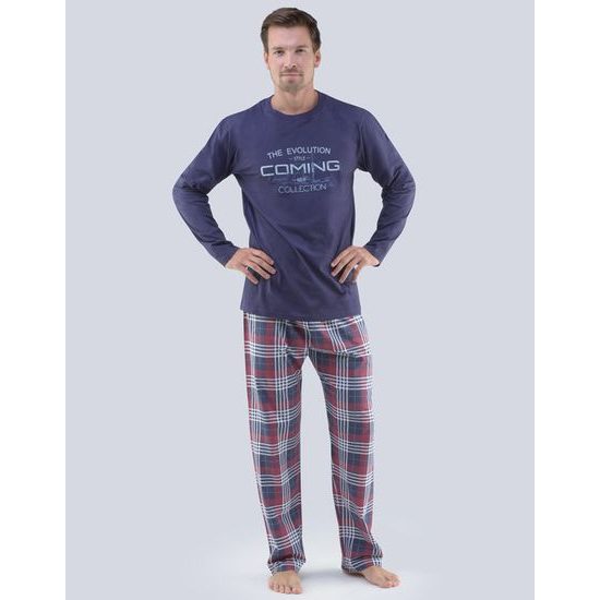 GINA pánské pyžamo dlouhé 79067P - lékořice sv. šedá