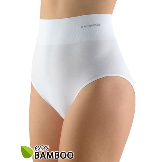 GINA dámské kalhotky klasické se širokým bokem, bezešvé, Eco Bamboo 00040P - bílá