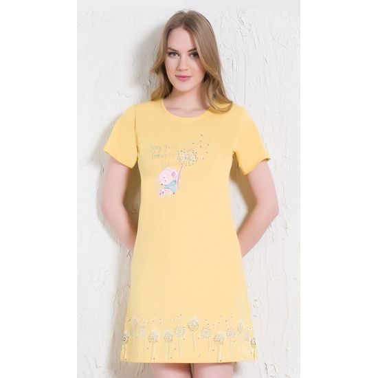 Noční košile s krátkým rukávem VIENETTA Myš s pampeliškou - meruňková