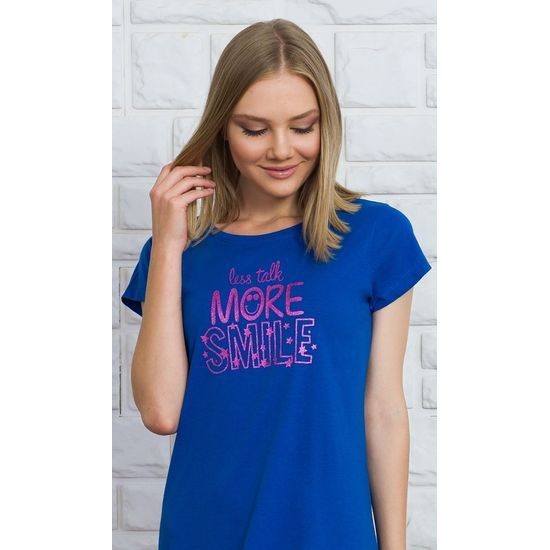 Dámská noční košile s krátkým rukávem More smile - modrá
