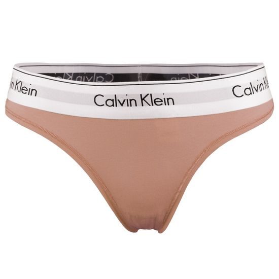 Dámské kalhotky tanga CALVIN KLEIN Modern Cotton F3786E nude