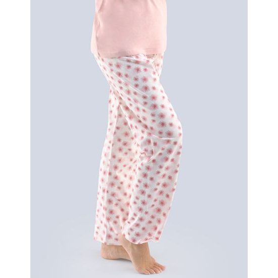 GINA dámské kalhoty dlouhé pyžamové dámské, šité, bokové, s potiskem 19811P - fruktóza jogurtová