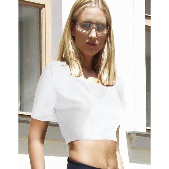 GINA dámské top tričko, krátký rukáv, šité, jednobarevné 97011P - bílá