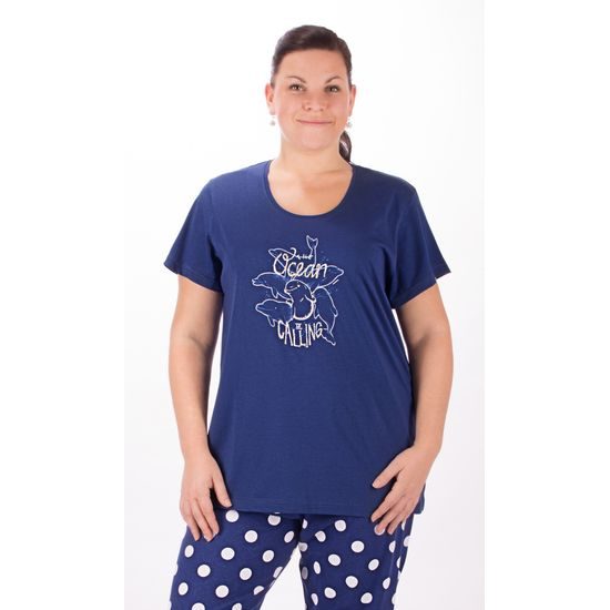 Dámské pyžamo kapri VIENETTA Delfíni - tmavě modrá