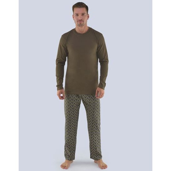 GINA pánské pyžamo dlouhé pánské, šité, s potiskem Pyžama 2019 79081P - melta černá
