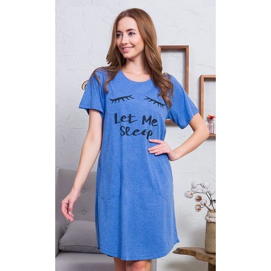 Dámské domácí šaty s krátkým rukávem Let me sleep - tmavě modrá