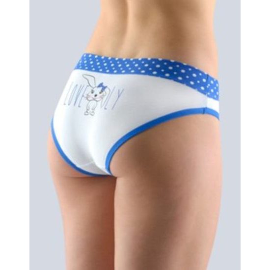 GINA dámské kalhotky bokové se širokým bokem, šité, s potiskem Funny 4 collection 16119P - atlantic bílá