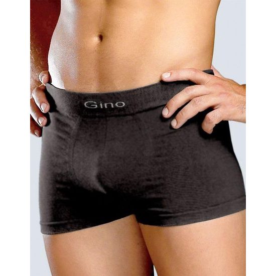 GINA pánské boxerky s kratší nohavičkou, kratší nohavička, bezešvé, jednobarevné MicroBavlna 53000P - černá