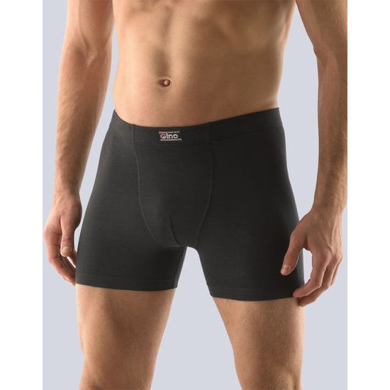 GINA pánské boxerky s delší nohavičkou, delší nohavička, šité, jednobarevné 74040P - černá