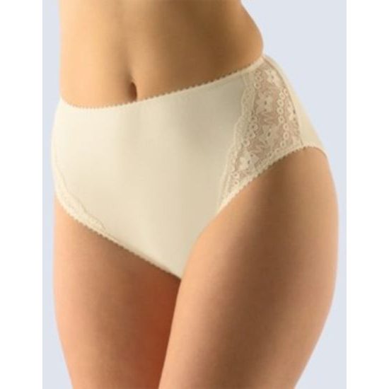 GINA dámské kalhotky klasické ve větších velikostech, větší velikosti, šité, s krajkou, jednobarevné 11055P - písková