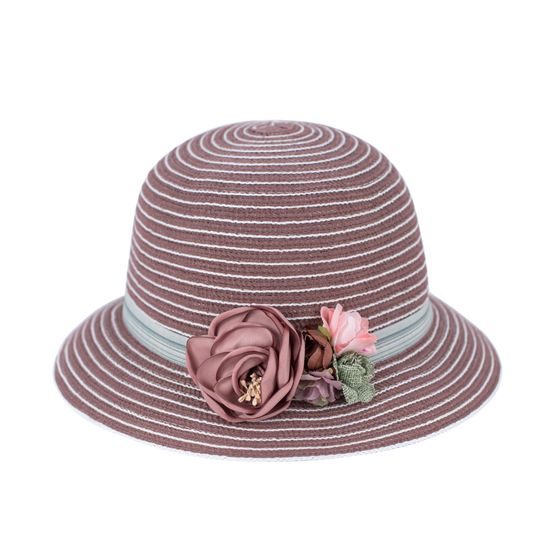 Pruhovaný klobouk s růžemi