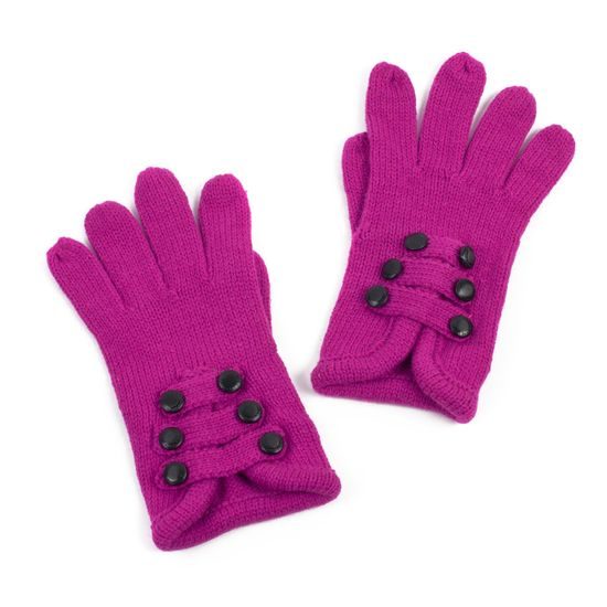 Módní rukavice zdobené knoflíčky růžové
