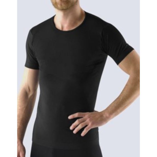 GINA pánské tričko s krátkým rukávem, bezešvé, Bamboo Soft 58009P - černá
