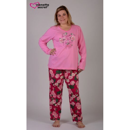 Dámské pyžamo dlouhé Vienetta Alena - světle růžová