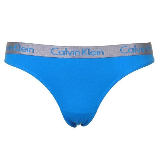 Dámská tanga CALVIN KLEIN Radiant Cotton 3-pack modrá/salmon/fuchsia