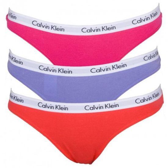 Dámské kalhotky tanga CALVIN KLEIN Carousel 3-pack coral/lila/pink