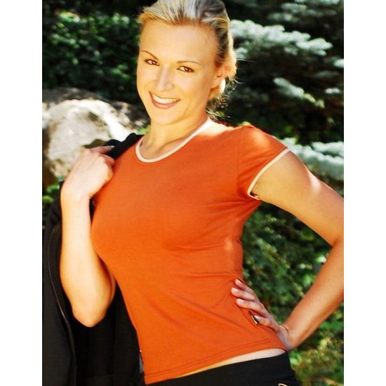 GINA dámské tričko s krátkým rukávem, krátký rukáv, šité 98061P - jantarová