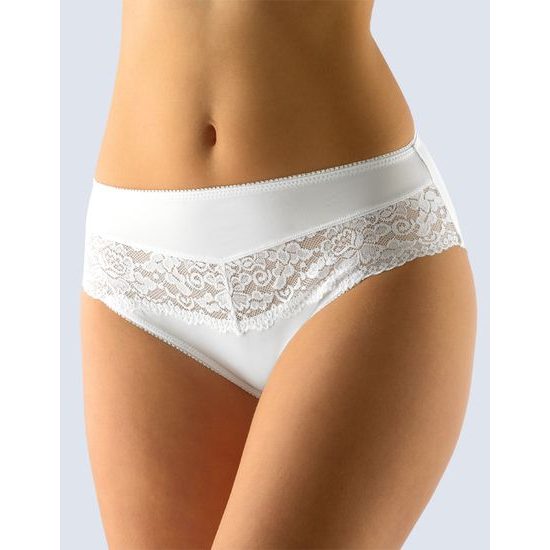 GINA dámské kalhotky klasické, širší bok, šité, s krajkou, jednobarevné La Femme 2 10211P - bílá