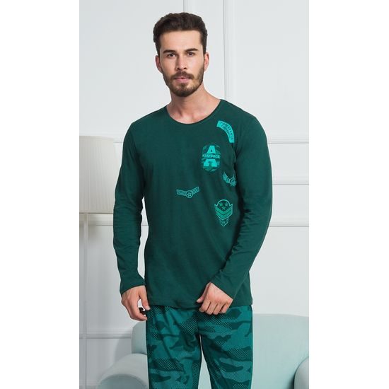 Pánské pyžamo dlouhé Air force - smaragdová