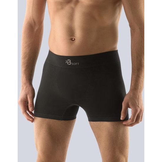 GINA pánské boxerky s delší nohavičkou, bezešvé, Bamboo Soft 54006P - černá