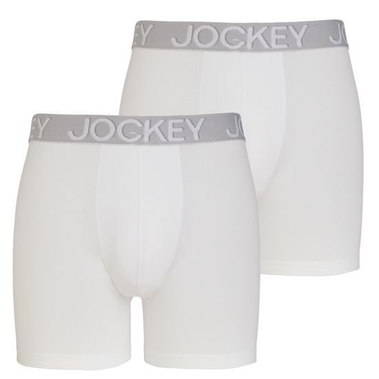 Pánské boxerky JOCKEY 3D-Innovations 2pack s delší nohavičkou bílé