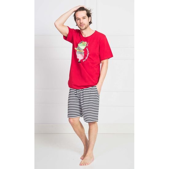 Pánské pyžamo šortky Žabák - červená