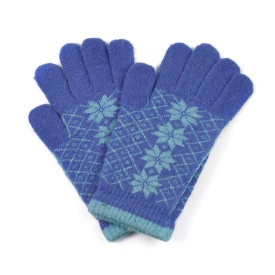 Angorské květované rukavice modré