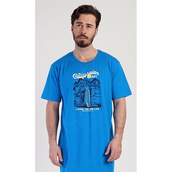 Pánská noční košile s krátkým rukávem California - modrá