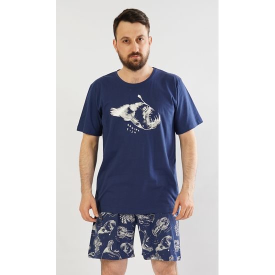 Pánské pyžamo šortky Angler fish - tmavě modrá
