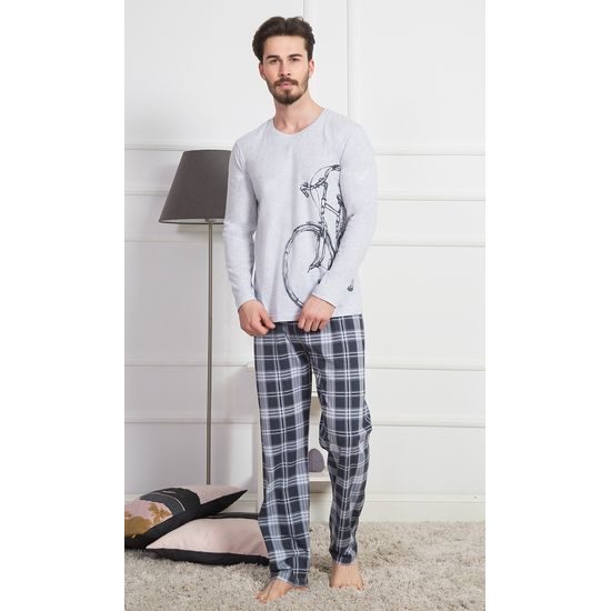 Pánské pyžamo dlouhé Velké kolo - tyrkysová