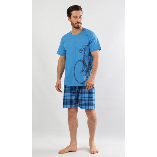 Pánské pyžamo šortky Velké kolo - modrá
