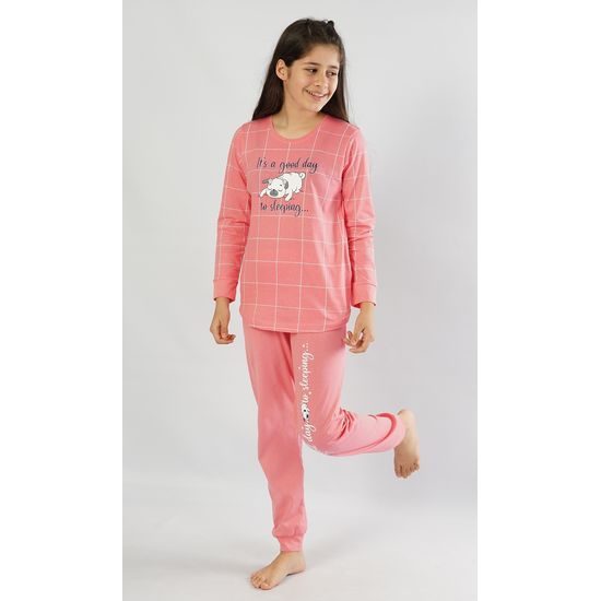 Dětské pyžamo dlouhé Sleeping day - lososová