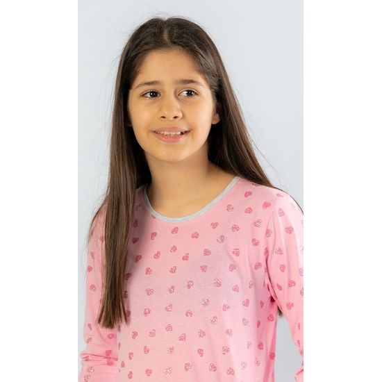 Dětské pyžamo dlouhé Srdíčko - světle růžová