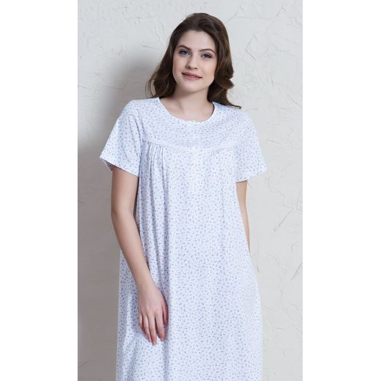 Dámská noční košile s krátkým rukávem Ludmila - bílá/modrá