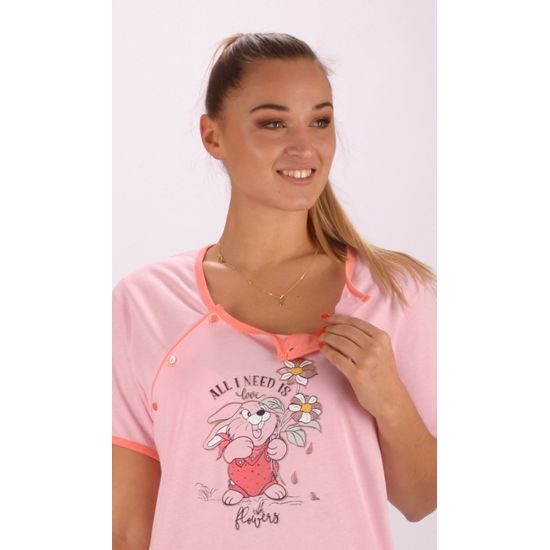 Dámský župan s mateřskou košilí Malý zajíc - tmavě růžová/světle růžová