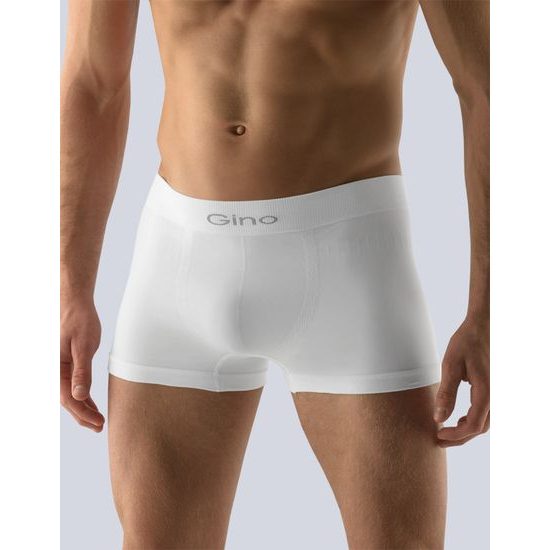 GINA pánské boxerky s kratší nohavičkou, kratší nohavička, bezešvé, jednobarevné MicroBavlna 53000P - bílá