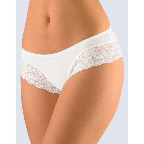 GINA dámské kalhotky francouzské, šité, bokové, s krajkou, jednobarevné Sensuality 14103P - bílá