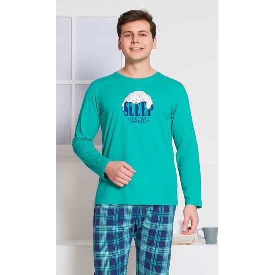 Pánské pyžamo dlouhé Sleep well - modrá