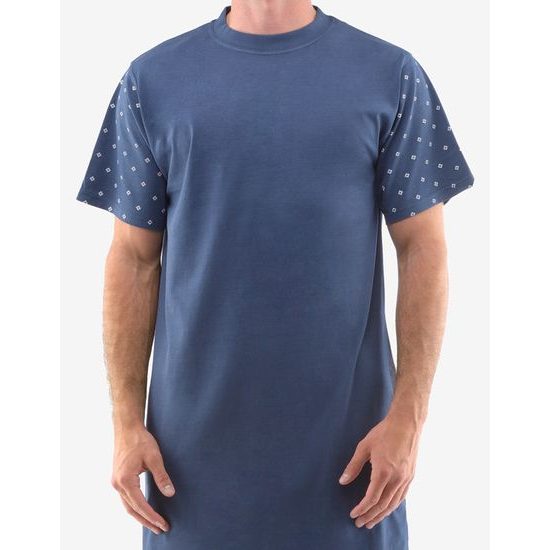 GINA pánské košile noční pánská krátký rukáv, šité, s potiskem 79144P - lékořice měsíc